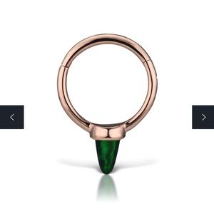 Maria Tash 6.5mm SINGLE Black Opal Spike Hoop Earring rose gold